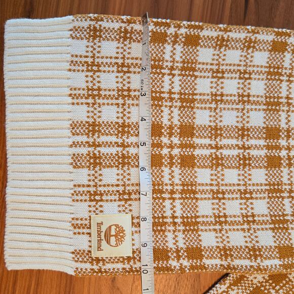 Timberland Unisex Sweater Scarf Plaid Gorpcore NWT White Gold Rectangle Preppy - Picture 4 of 5